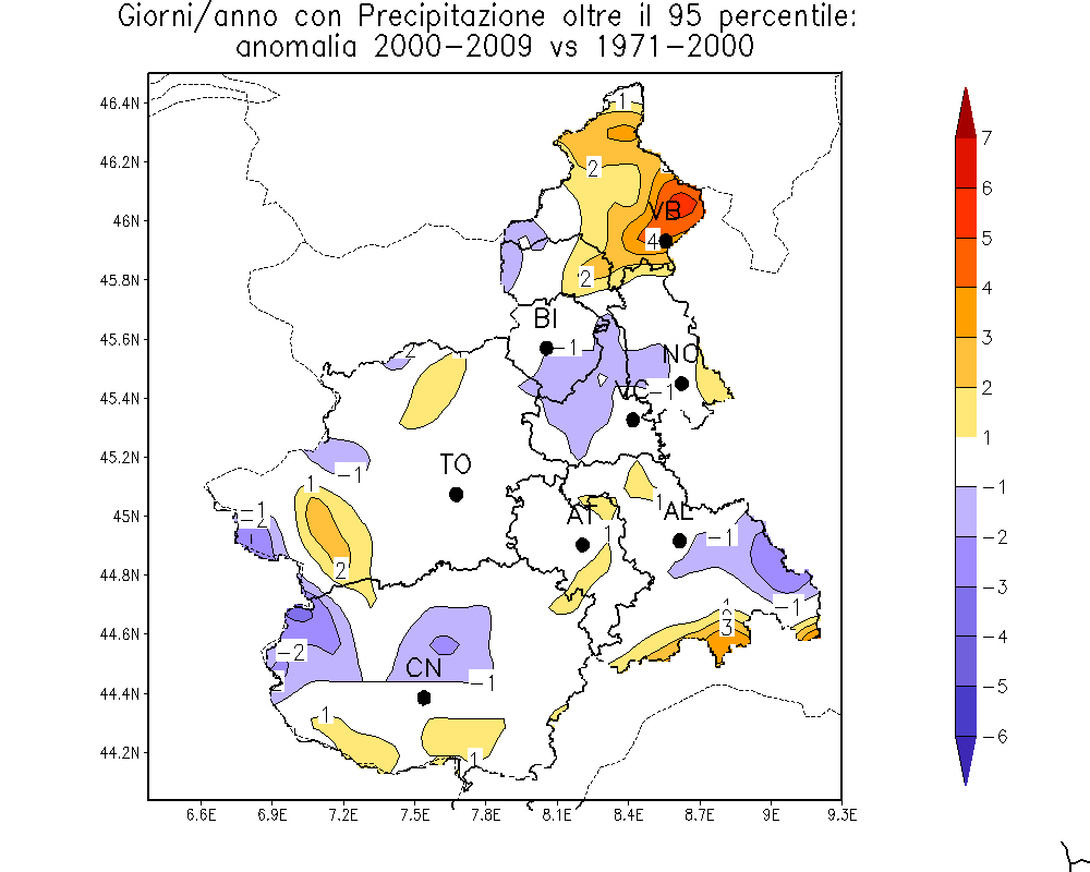 Mappa: Precipitazioni intense