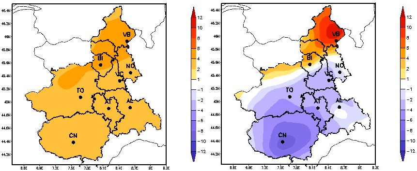 Grafico: I due pattern principali delle EOF della precipitazione cumulata annuale