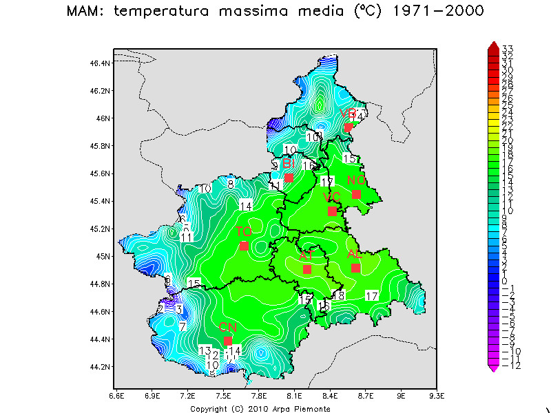 MAM: temperatura massima annua media 1971-2000